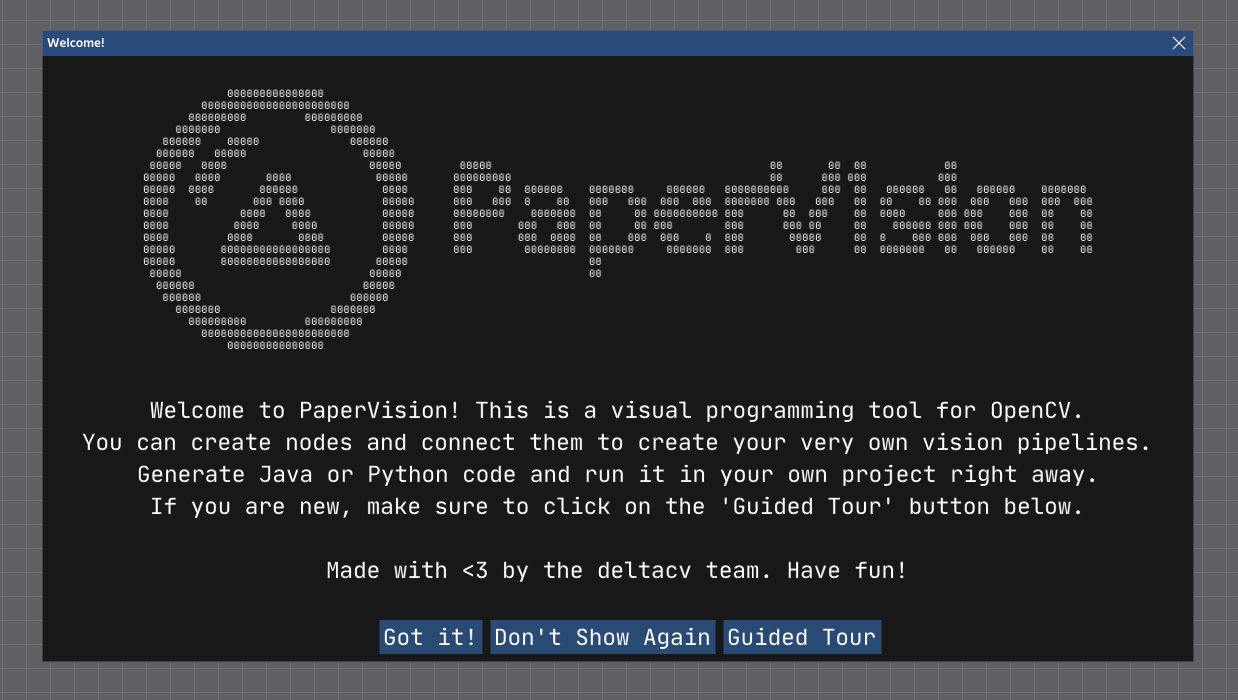 Welcome dialog featuring options to get started